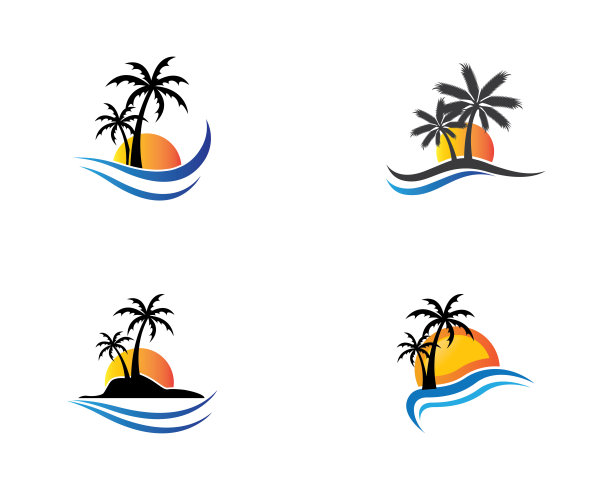 棕榈树夏季矢量图标插图图片下载