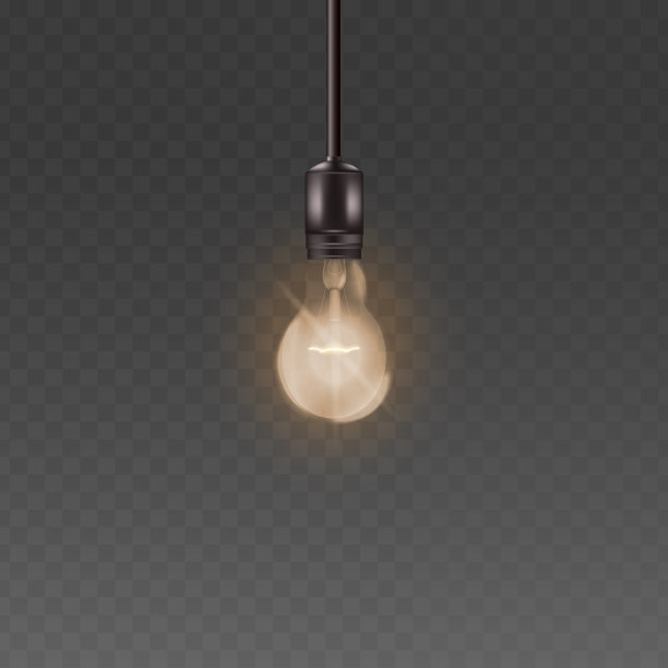 天花板灯泡灯泡与明亮的温暖的光，现实阁楼风格的玻璃灯泡与电和发光的电线图片下载