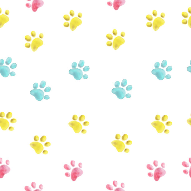 可爱小猫手绘水彩无缝图案设计图片下载