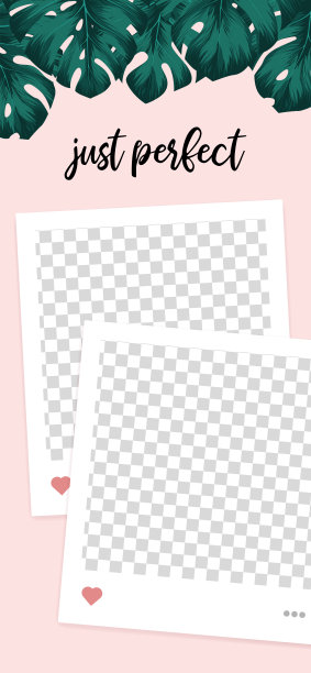 社交媒体模板与动机热带树叶在粉红色的背景。Monstera deliciosa是一个主要模式的所有项目。一切都建立在层和可编辑的形状。图片下载