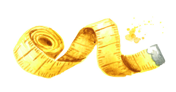 卷尺。水彩手绘插图，孤立的白色背景图片下载