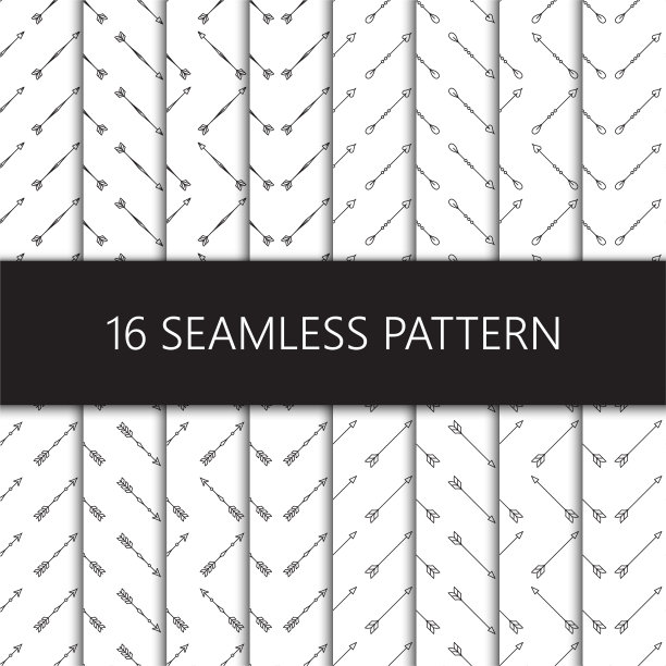 一套无缝模式与种族箭头，矢量插图图片下载