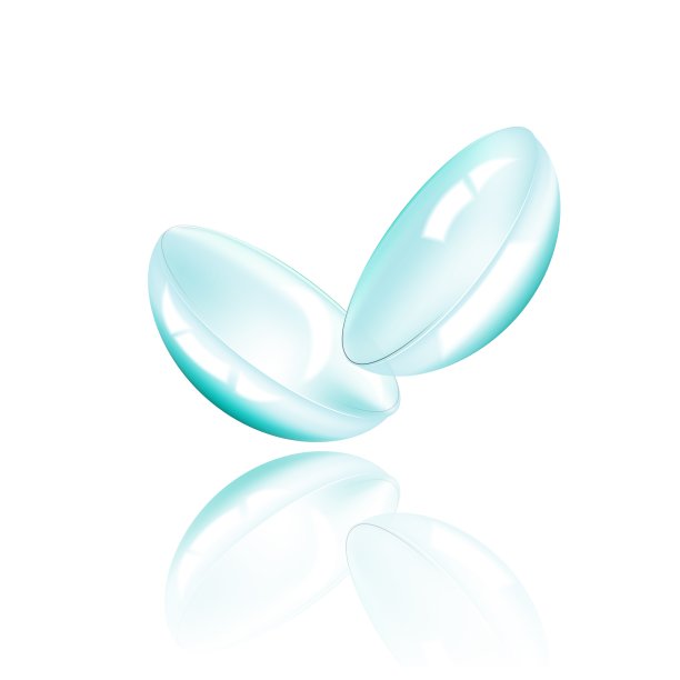 隐形眼镜模板，清晰和近距离看隐形眼镜在3d插图图片下载