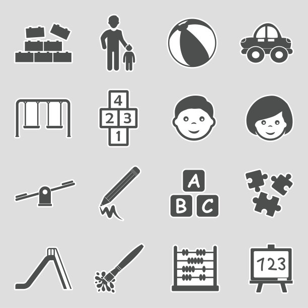 幼儿园图标。贴纸设计。矢量插图。图片下载