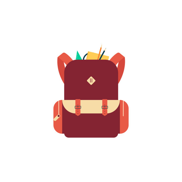 布朗学校的书包里装满了文具和用品图片下载