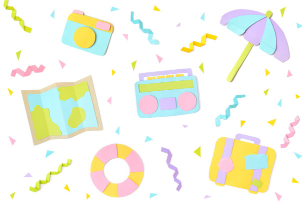 旅行纸剪在白色的背景图片下载