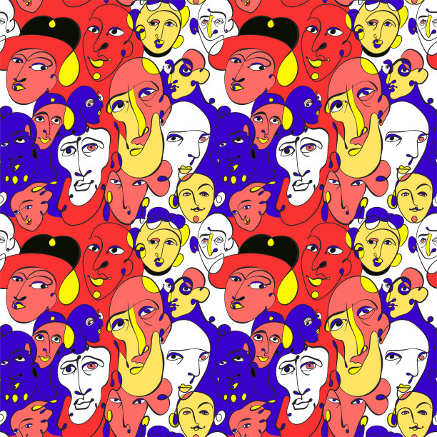 不同类型的人的模式。许多面孔和人物图片下载