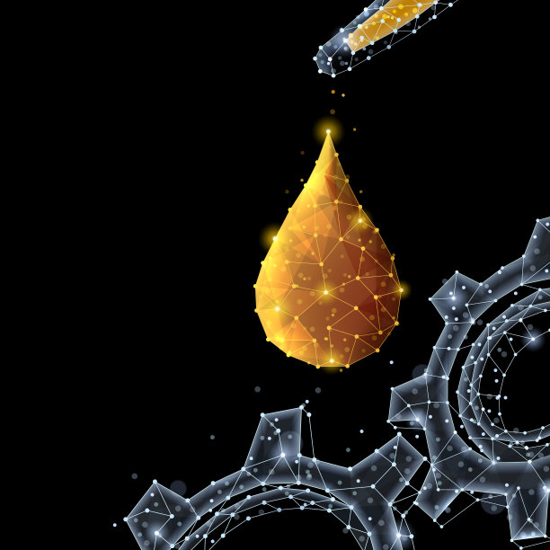 摘要多边形灯设计的齿轮与油滴，移液管。图片下载