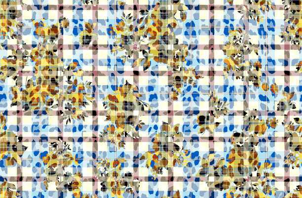 轮廓花与方格玩纹理动物皮肤图案。无缝的背景。图片下载