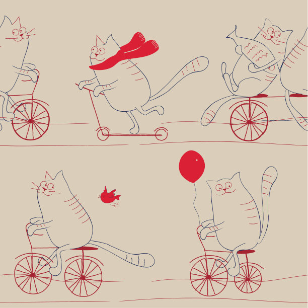 猫纹无缝图形设计图片下载