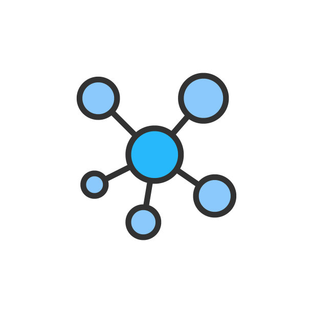 矢量网，轮毂连接平面彩色线图标。图片下载