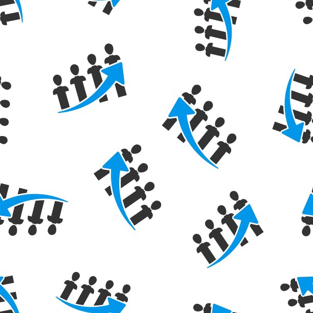 性能图标无缝模式背景。白色孤立背景上的职业矢量插图。人有箭头经营理念。图片下载