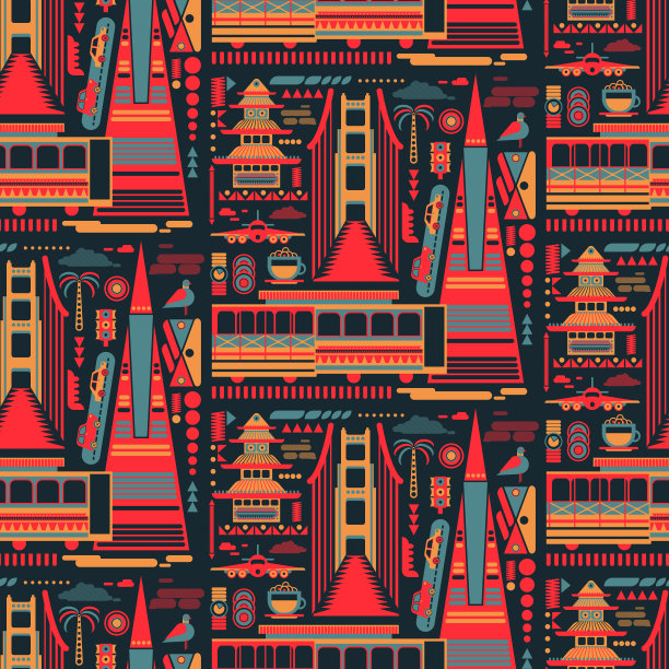 旧金山图案无缝设计图形图片下载