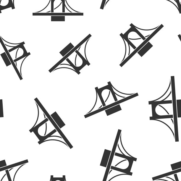 桥牌图标无缝图案背景。吊桥矢量插图在白色孤立的背景。公路经营理念。图片下载