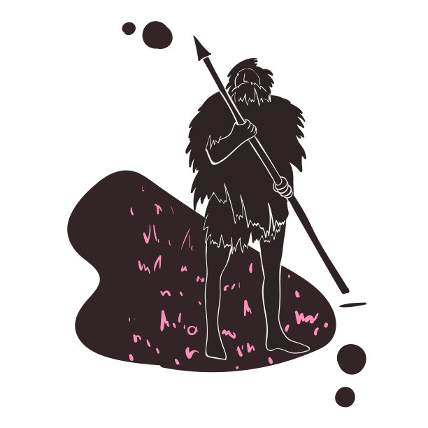 原始人在白色背景上的简单插图图片下载