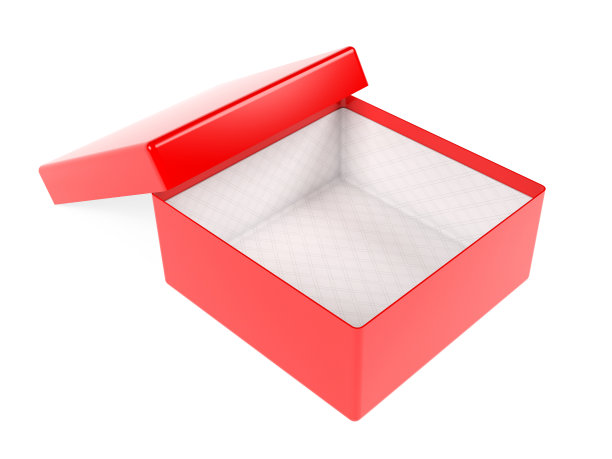 红色打开礼盒。现实的纸箱模型。孤立的3d渲染图图片下载