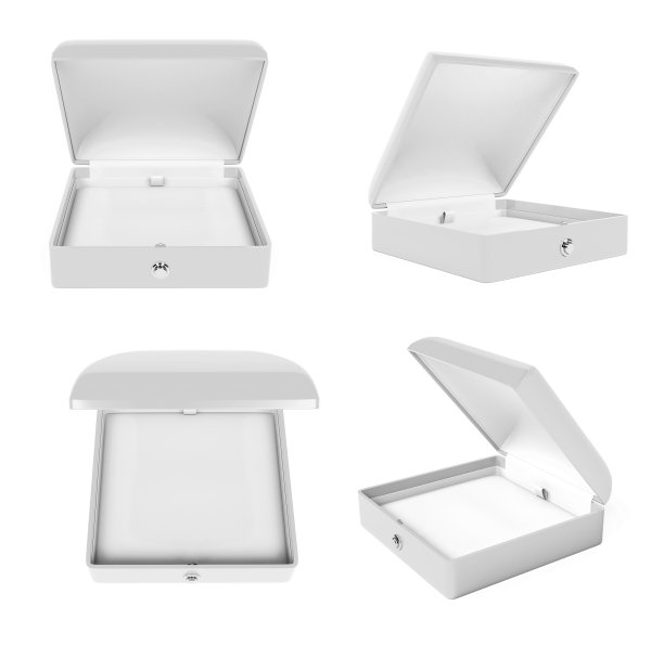 珠宝盒。装珠宝的白色空箱子。孤立的3d渲染图图片下载