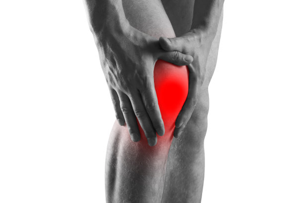 膝关节疼痛，白色背景下孤立的关节炎症图片下载