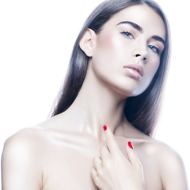 美女工作室的肖像，迷人的年轻女模特工作室拍摄图片下载