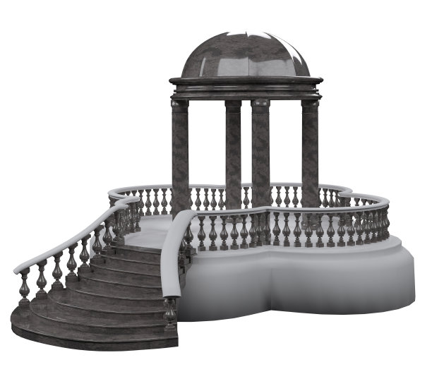 花园复杂的圆形大厅有灰色花岗岩的梯子图片下载