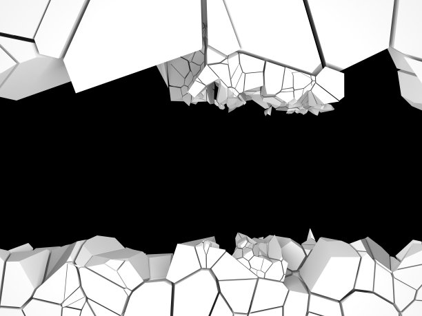 黑暗的破坏在白色的石墙上撕开了一个洞图片下载