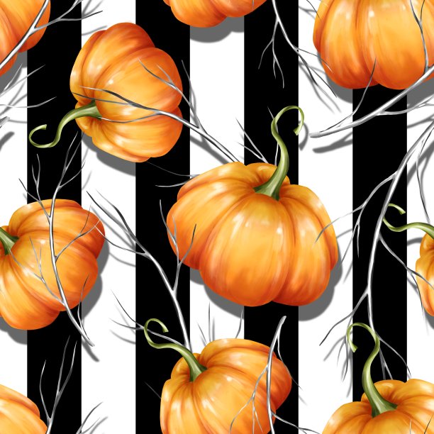橙色南瓜无缝图案图片下载