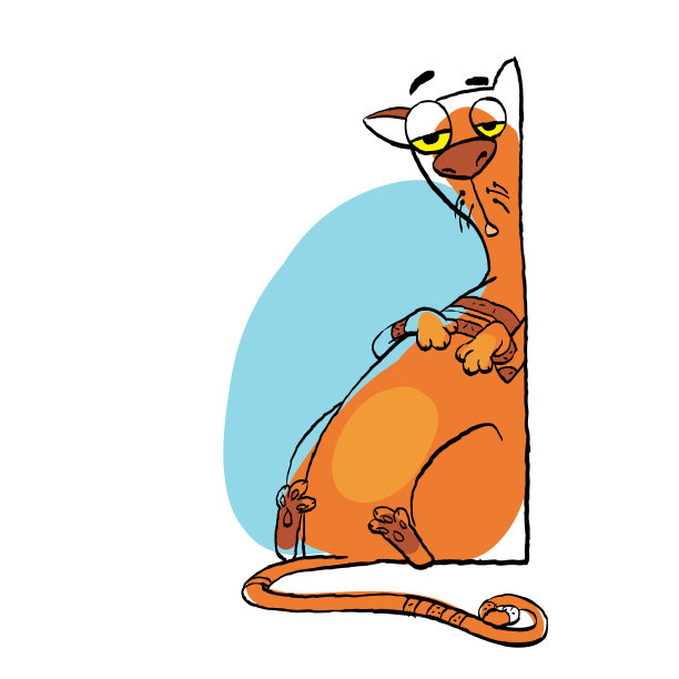 累了只猫。肥猫矢量插图。悲伤的猫。图片下载
