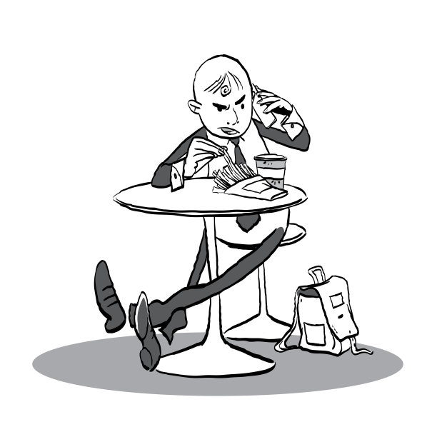 一个男人在咖啡馆里打电话。男子愤怒地交谈图片下载