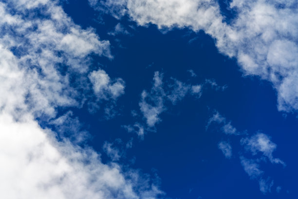 蓝天白云。典型的夏日晴空。图片下载