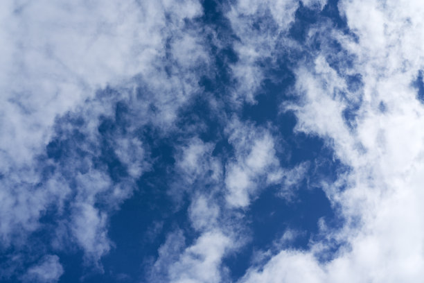 蓝天白云。典型的夏日晴空。图片下载