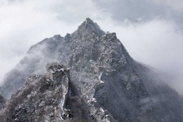 中国的长城被雪覆盖着图片下载