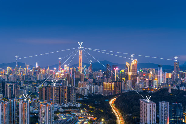 深圳城市建筑群与大数据概念素材图片