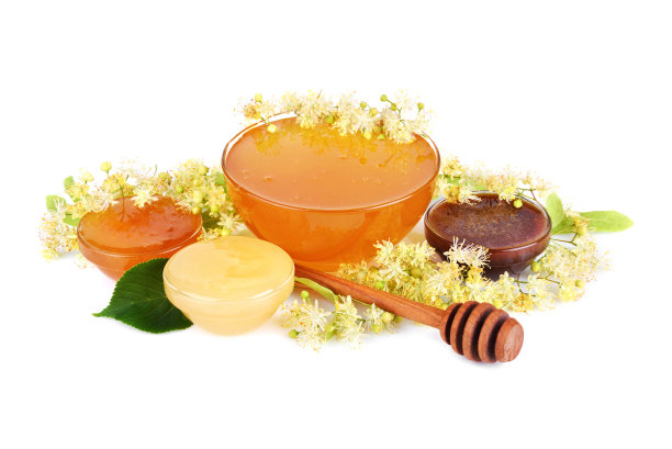 新鲜的蜂蜜与椴树花图片下载