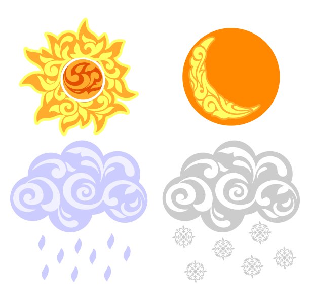 一套天气图标，与装饰品图片下载