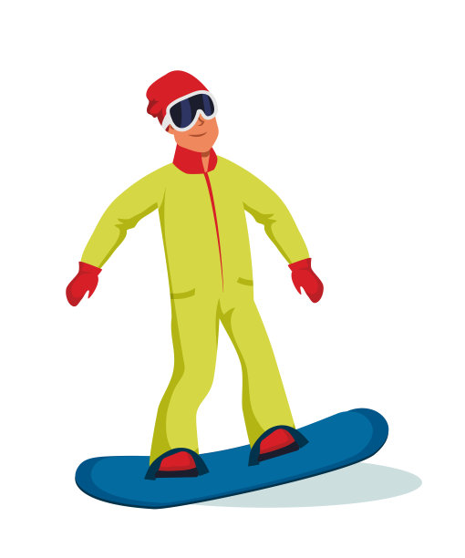 快乐的滑雪板平面矢量插图图片下载