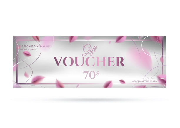 礼品券模板设计与树叶和华丽的装饰图片下载