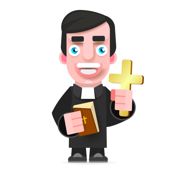 平面设计的牧师图标插图。卡通插图图片下载