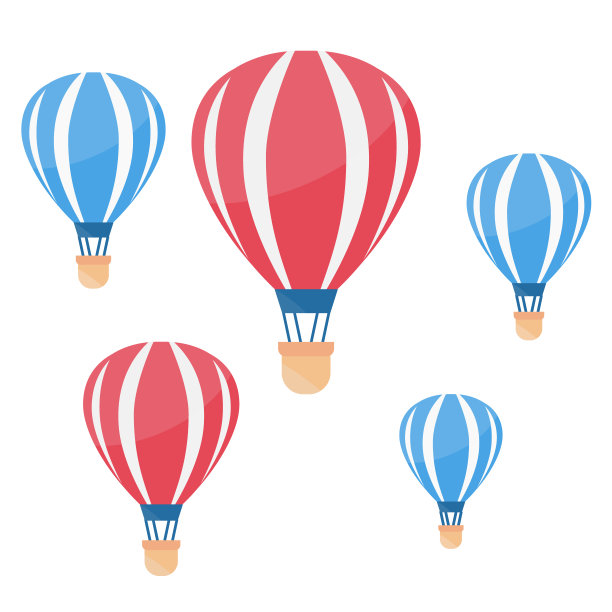 热气球在天空中。气球向量图片下载