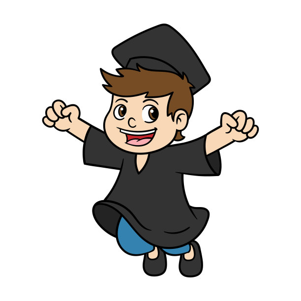 卡通毕业男孩矢量插图图片下载