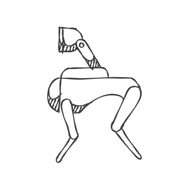 智能动物机器人图标素描风格。矢量插图。图片下载