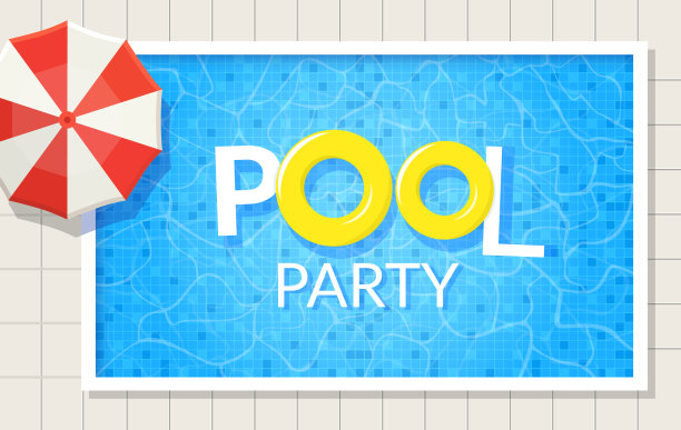 夏日泳池派对背景。夏季网站横幅模板。图片下载