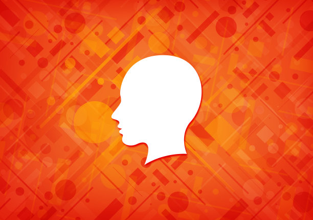 头女性脸图标橙色背景图片下载