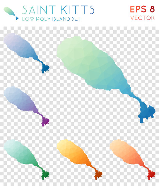 圣基茨几何多边形地图，马赛克岛风格收藏。图片下载