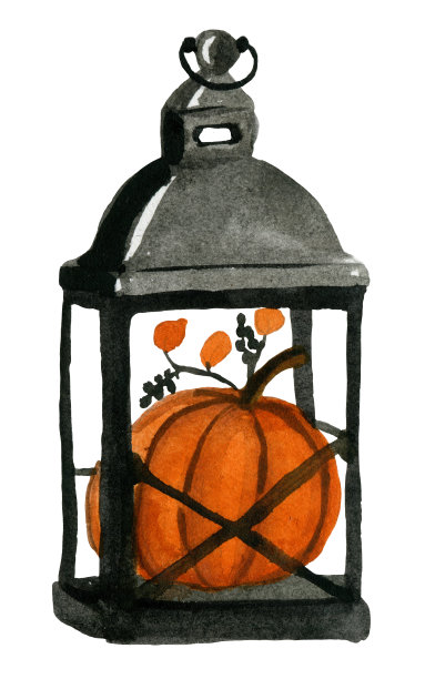 里面有南瓜的水彩灯，图片下载
