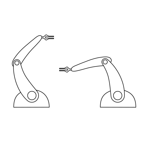 机械手的手从黑色的轮廓曲线上划出白色的背景线。矢量插图。图片下载