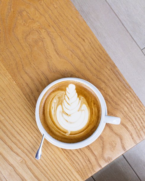 拿铁咖啡俯视图图片下载