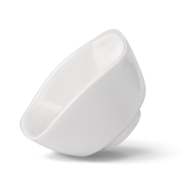 图示长方形白色盖碗。图片下载