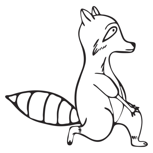 涂鸦轮廓套浣熊做瑜伽图片下载