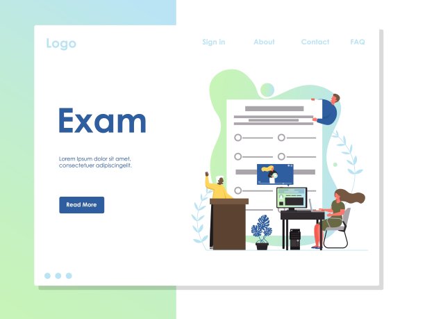 考试矢量网站登陆页面设计模板图片下载