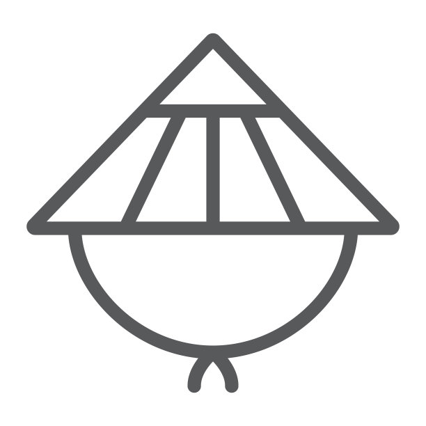 卡萨线图标，亚洲帽，日本帽标志，矢量图形，白色背景上的线性图案。图片下载